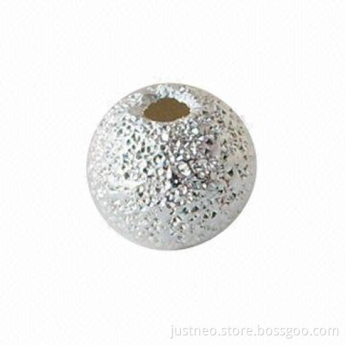 Solid 925 sterling silver round stardust ball beads, 4-10mm